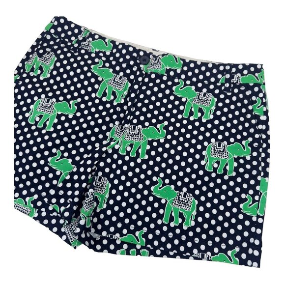 Crown & Ivy Green Elefant-Navy Polka Dot Print Chino Short Women SZ 12 Classic - Picture 9 of 11